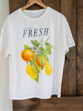 Grayson Threads Enjoy Fresh Citrus Lemon Orange Graphic Tee Oversized Small